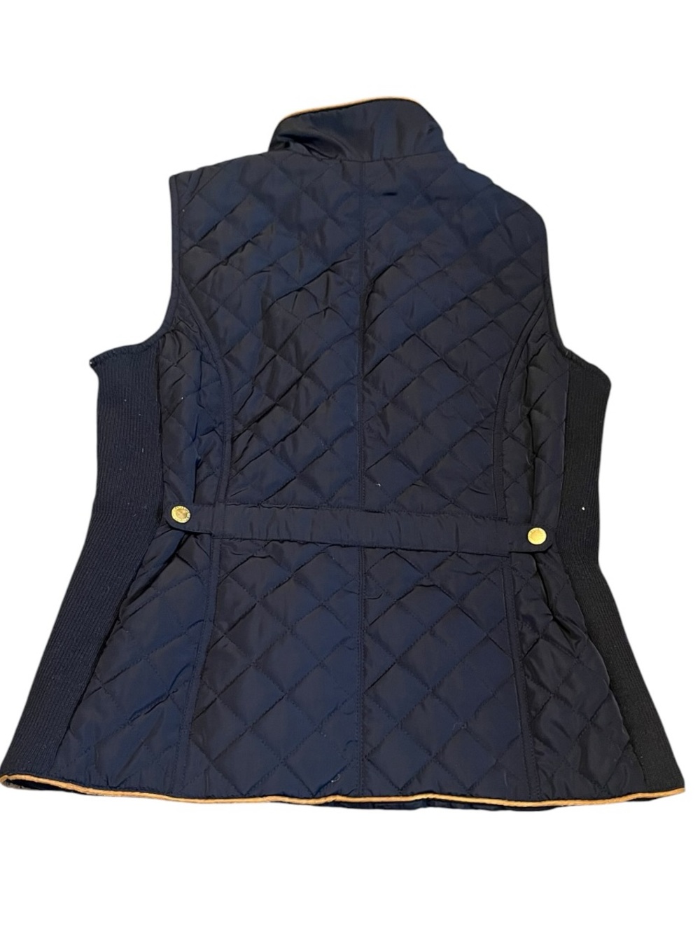 Cambridge Dry Goods Navy Quilted Vest with Gold Trim - Picture 2 of 3